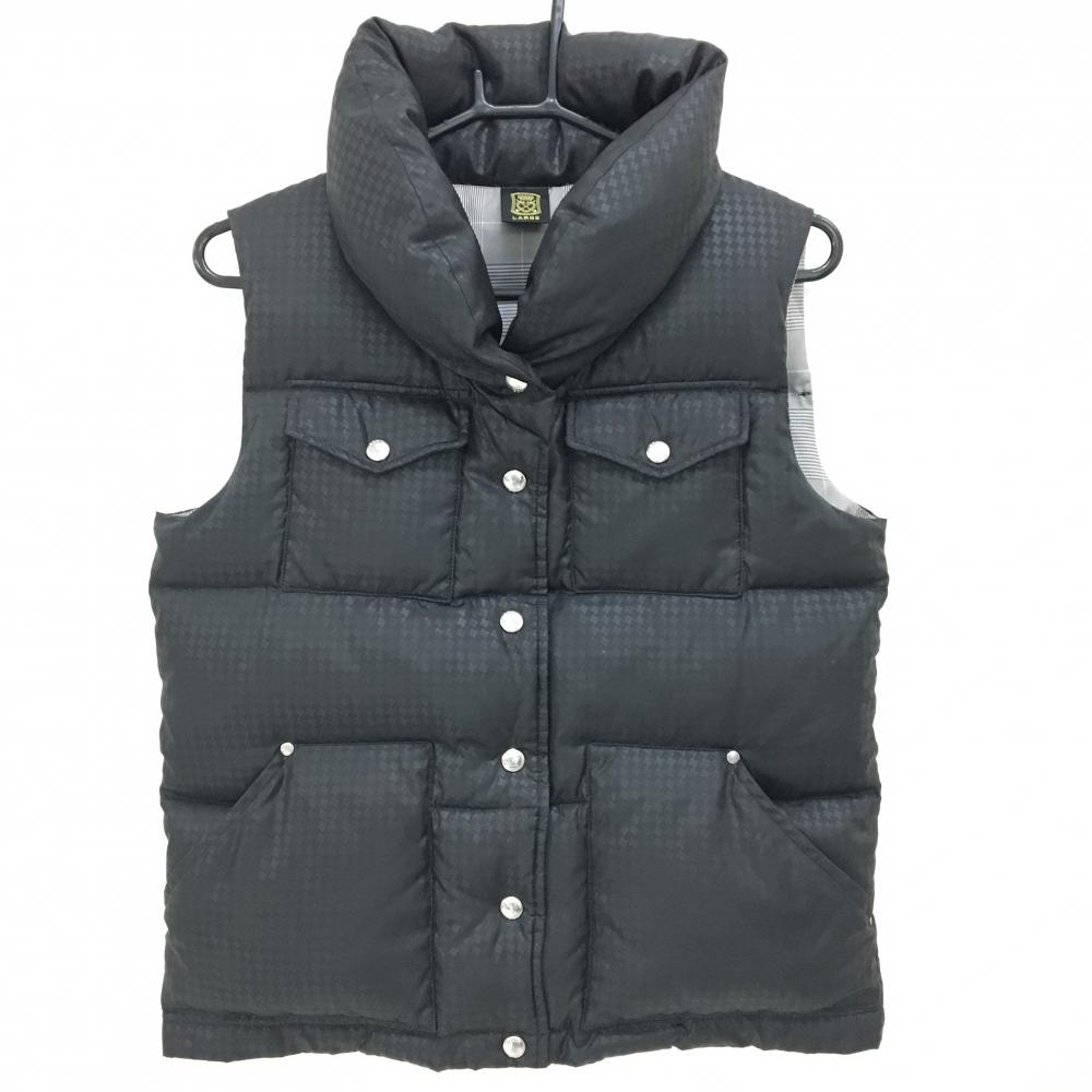 【美品】エドウィンゴルフ ダウンベスト 黒系 千鳥格子風 地模様  レディース LARGE ゴルフウェア EDWIN GOLF
