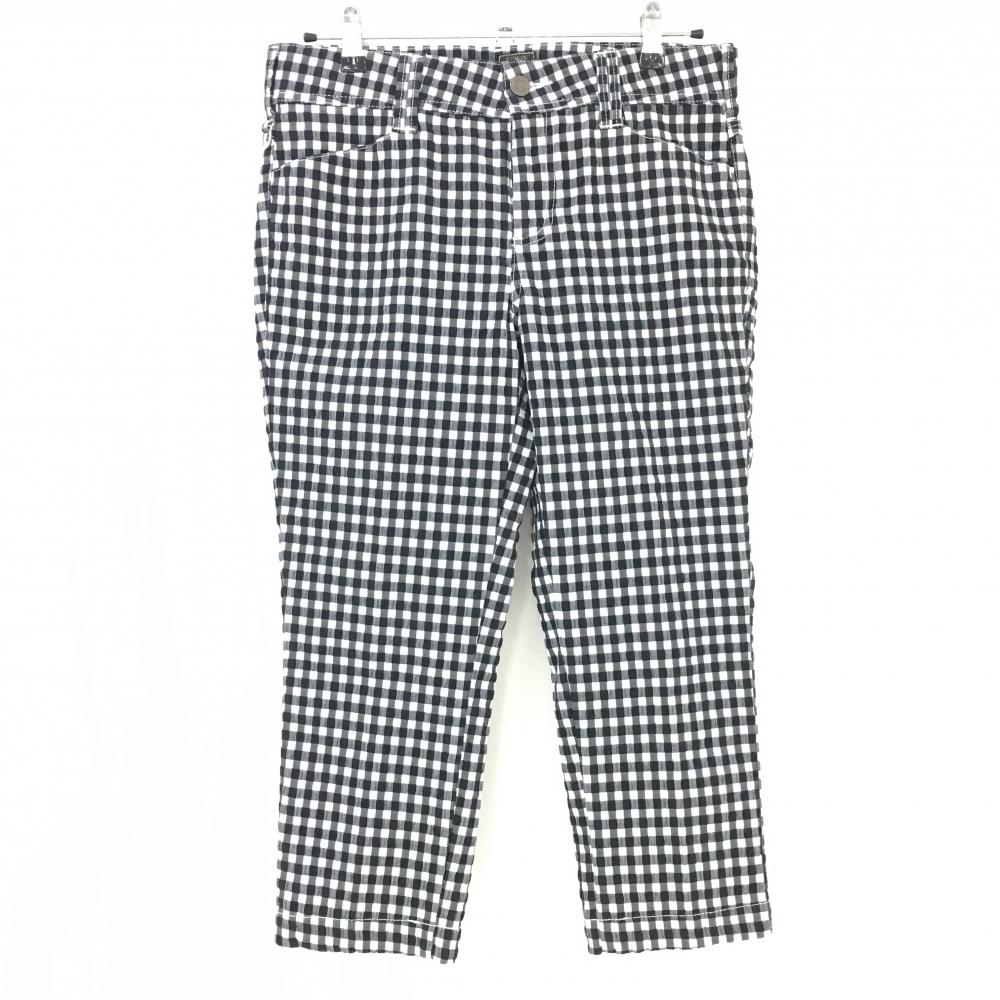 【超美品】エドウィンゴルフ パンツ 白×黒 チェック サッカー生地 レディース L ゴルフウェア EDWIN GOLF