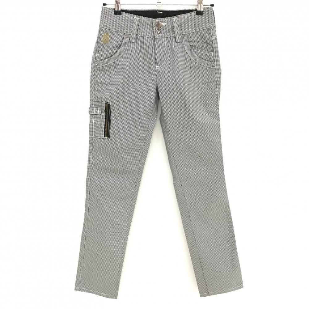 【美品】エドウィンゴルフ パンツ 黒×白 千鳥格子  レディース S ゴルフウェア EDWIN GOLF