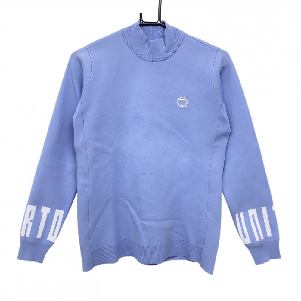 クアルトユナイテッド セーター ライトブルー系×白 袖ロゴ英字  レディース L ゴルフウェア CUARTO UNITED