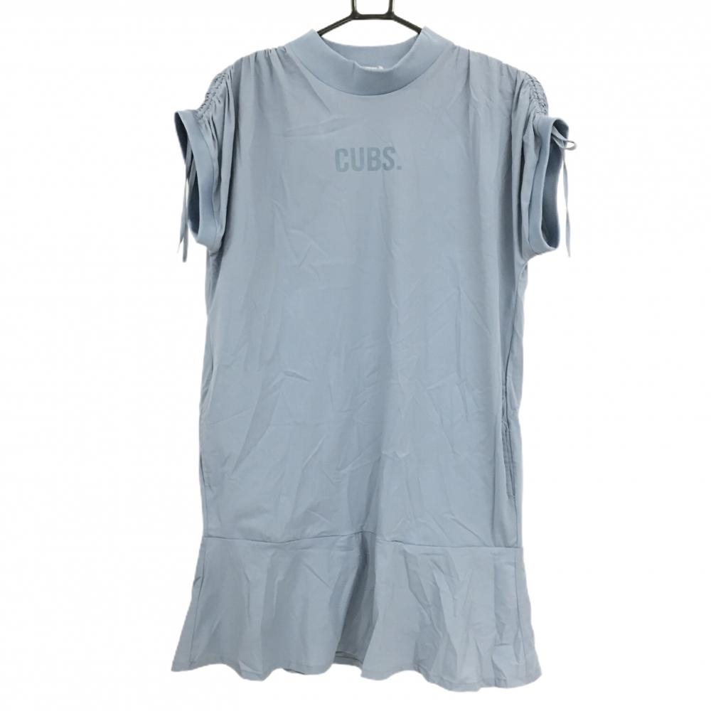 【美品】クアルトユナイテッド 半袖ハイネックワンピース スモーキーブルー レディース L ゴルフウェア CUARTO UNITED