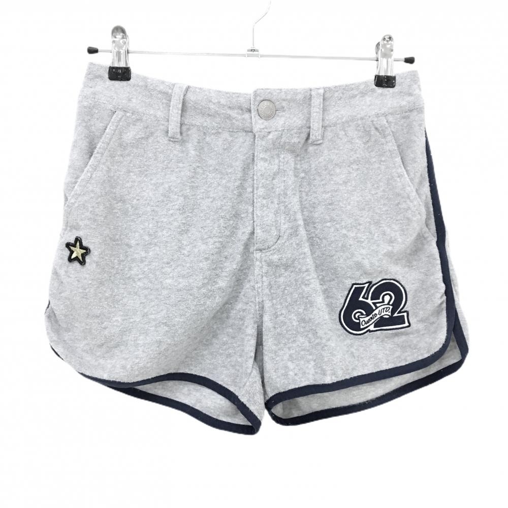 クアルトユナイテッド ショートパンツ グレー×ネイビー パイル地  レディース M ゴルフウェア CUARTO UNITED