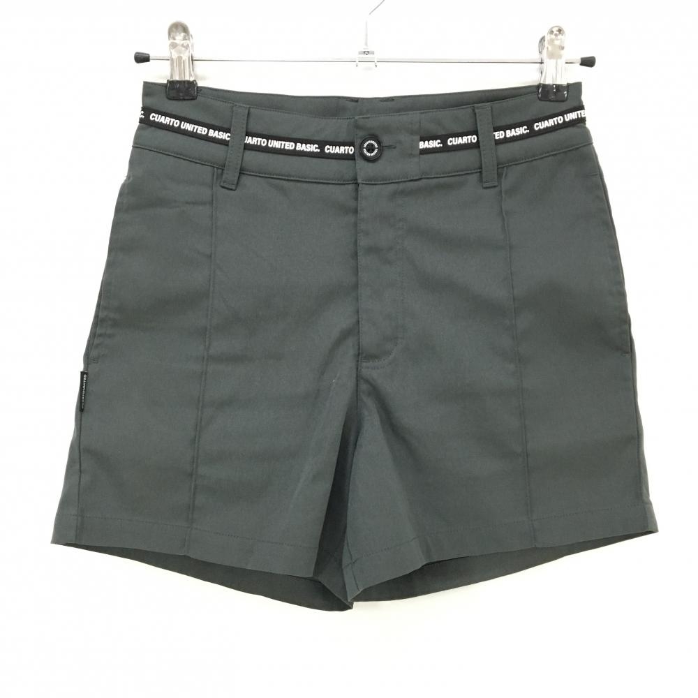 【美品】クアルトユナイテッドベーシック ショートパンツ グレー ウエストロゴテープ CUBS.  レディース S ゴルフウェア CUARTO UNITED