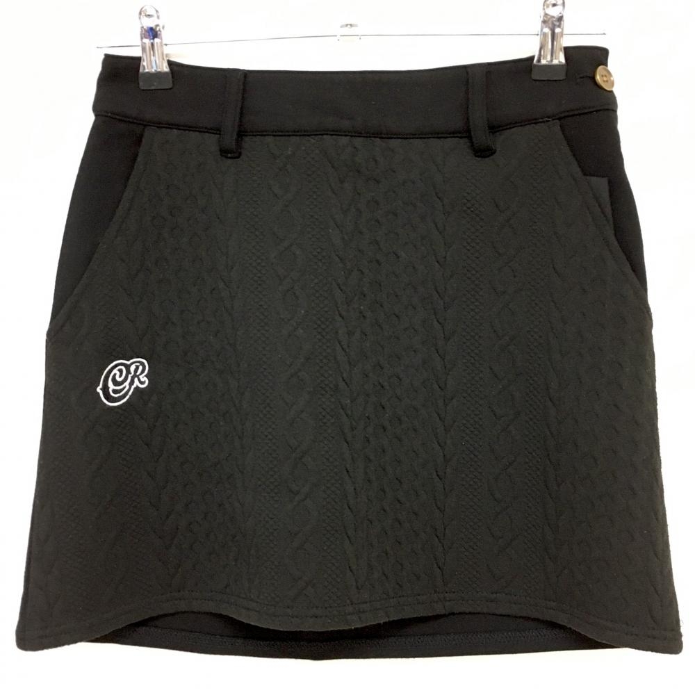 クアルトユナイテッド スカート 黒 前面ケーブル編み凹凸生地 レディース S ゴルフウェア CUARTO UNITED