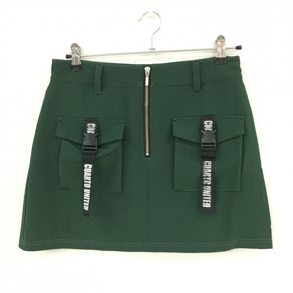 クアルトユナイテッド スカート ダークグリーン ハーフジップ ポケットバックル レディース L ゴルフウェア CUARTO UNITED