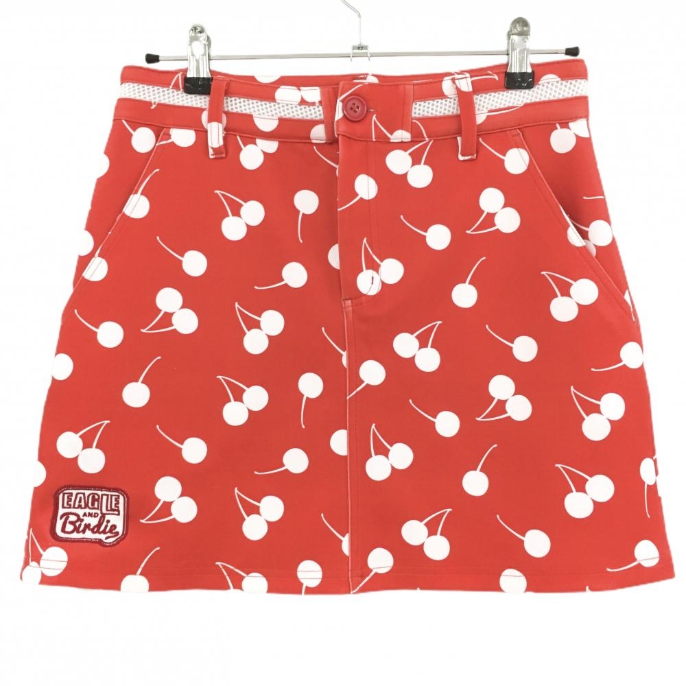 【超美品】クアルトユナイテッド ストレッチスカート レッド×白 サクランボ柄 チェリー レディース M ゴルフウェア CUARTO UNITED