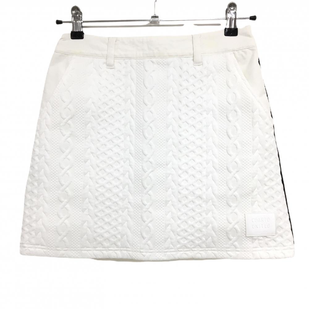 クアルトユナイテッドベーシック ストレッチスカート 白 異素材 レディース S ゴルフウェア CUARTO UNITED
