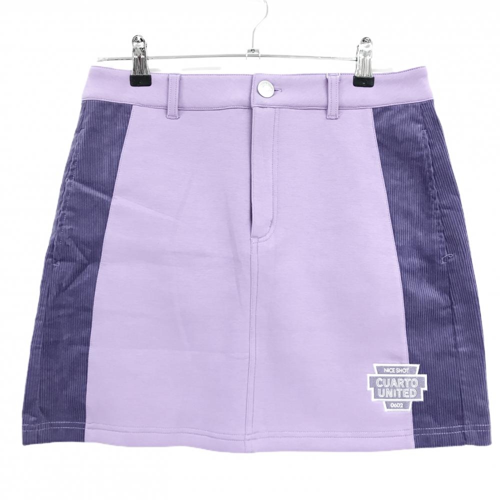 【新品】クアルトユナイテッド スカート ライトパープル サイドコーデュロイ切替 ストレッチ レディース L ゴルフウェア CUARTO UNITED