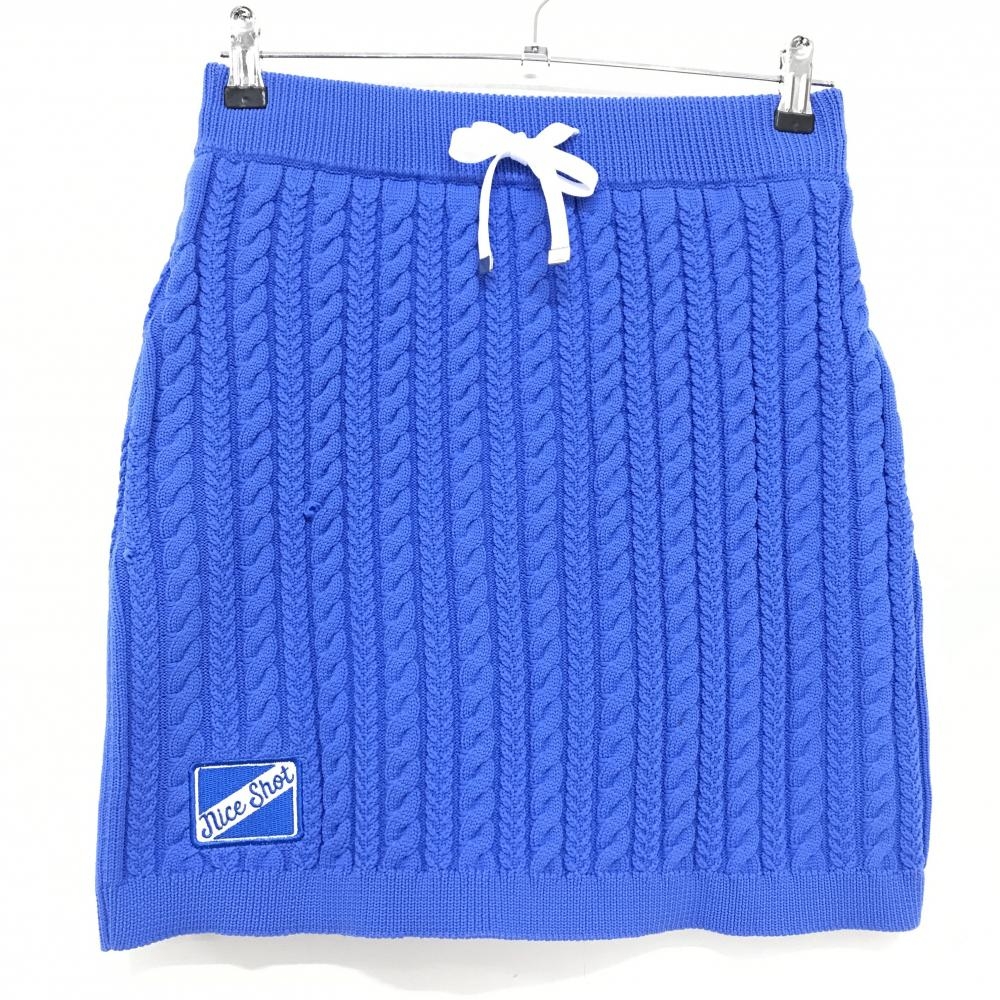 【新品】クアルトユナイテッド ニットスカート ブルー ケーブル編み 裏地付  レディース L ゴルフウェア CUARTO UNITED