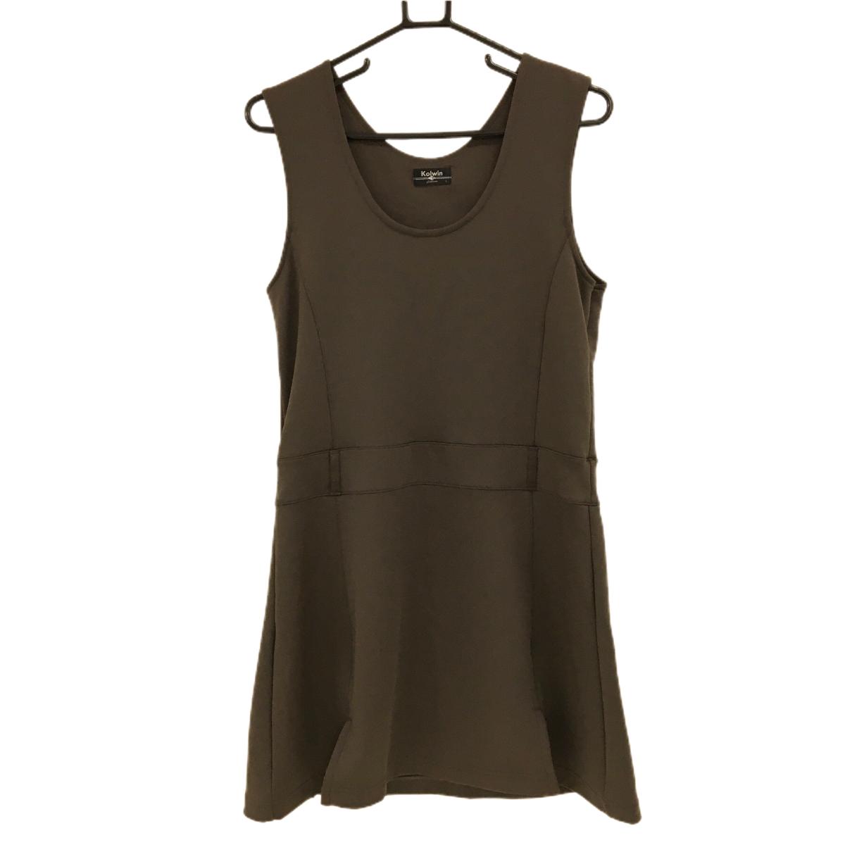 【美品】コルウィン ノースリーブワンピース グレー系 ストレッチ シンプル レディース L ゴルフウェア Kolwin