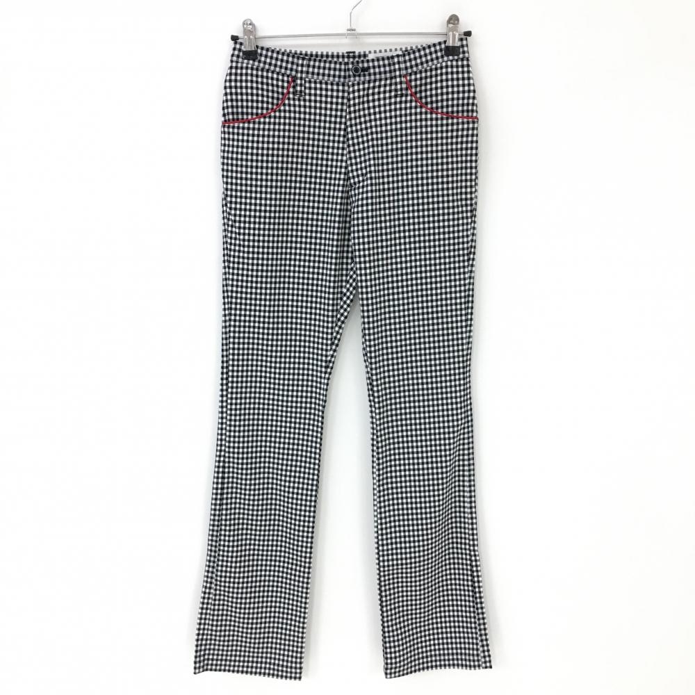 【美品】コルウィン パンツ 白×黒 チェック ストレッチ  レディース 7 ゴルフウェア Kolwin