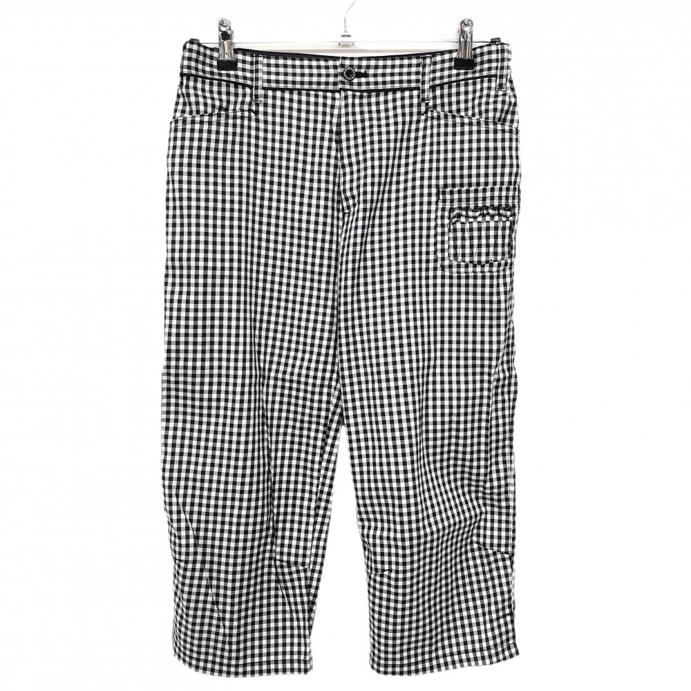 【美品】コルウィン 半端丈パンツ 白×黒 ギンガムチェック ティー装着可 レディース 9 ゴルフウェア Kolwin