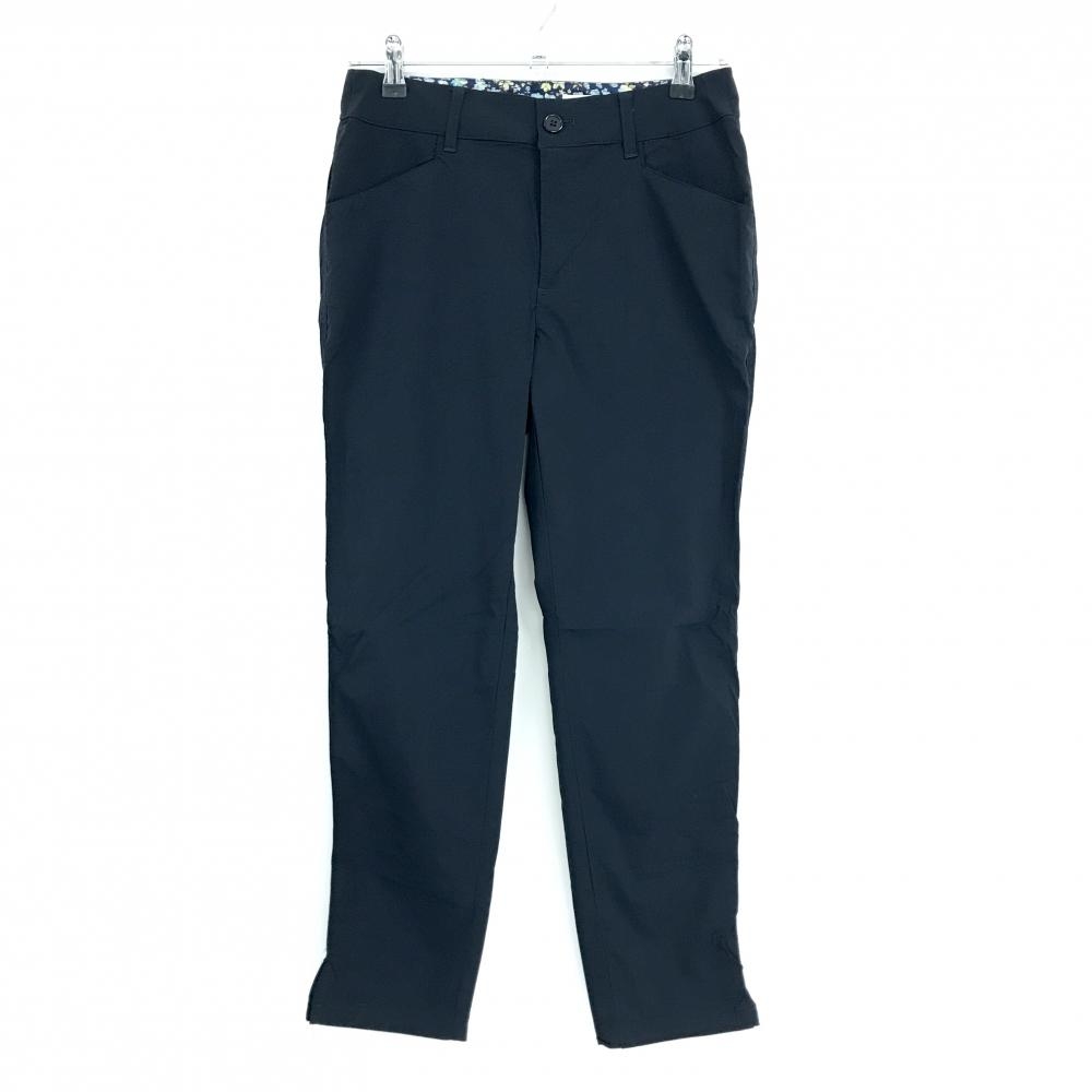 【美品】コルウィン パンツ ダークネイビー 後ろポケットロゴ ストレッチ 薄手 レディース 9 ゴルフウェア Kolwin