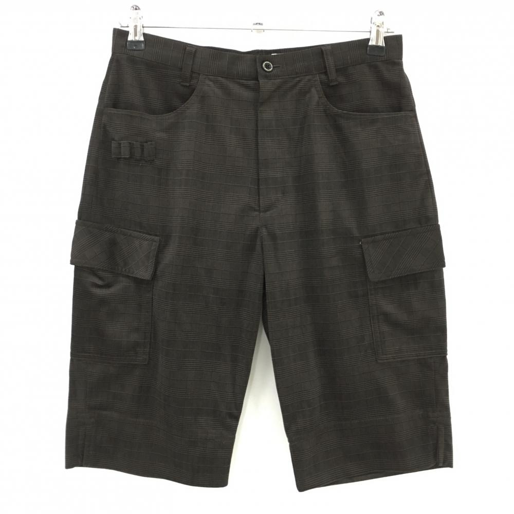 【美品】コルウィン ハーフパンツ ダークブラウン×黒 グレンチェック 表微起毛 ティー装着可  レディース 11 ゴルフウェア Kolwin