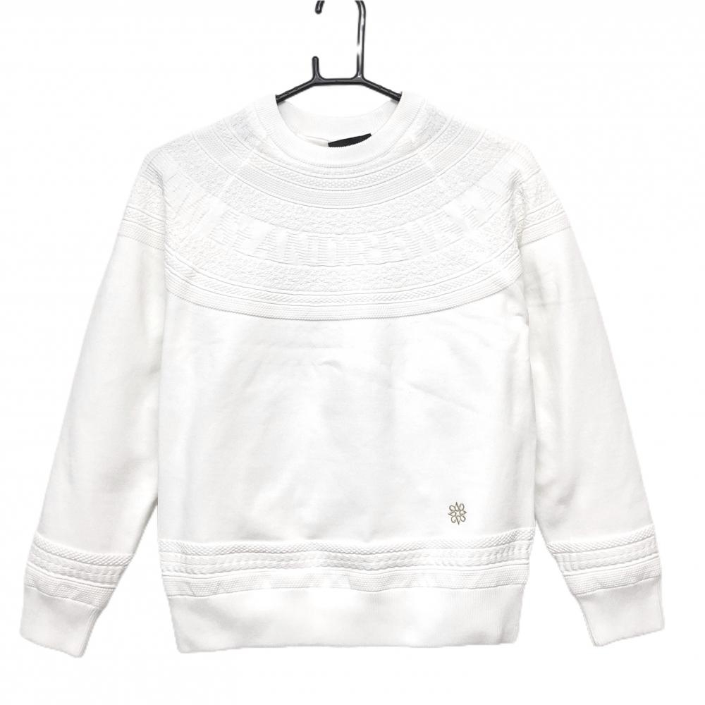 【美品】セントアンドリュース セーター 白 上部総柄編み ロゴ刺しゅう ニット  レディース M ゴルフウェア St ANDREWS