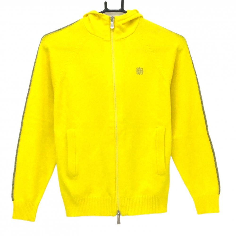 【美品】セントアンドリュース ニットジップパーカー イエロー×シルバー ロゴ刺しゅう レディース S ゴルフウェア St ANDREWS