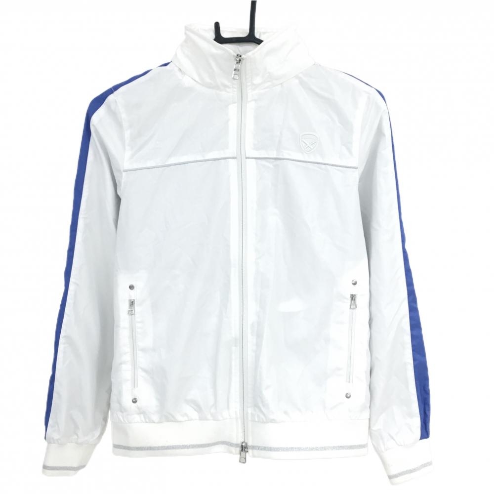 セントアンドリュース ジャケット 白×ブルー ワッペン 袖ライン フード収納可 蓄熱裏地 レディース S ゴルフウェア St ANDREWS