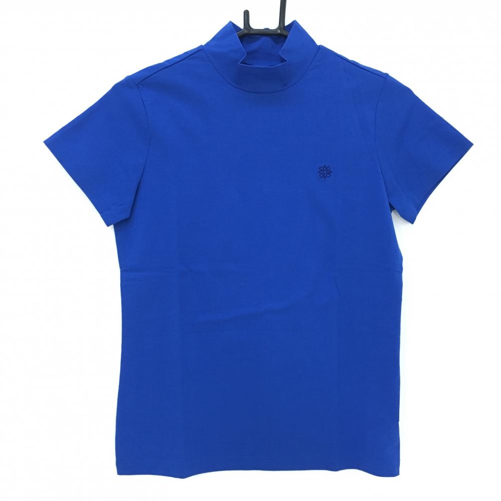 【新品】セントアンドリュース 半袖ハイネックシャツ ブルー ロゴ刺しゅう 日本製 レディース M ゴルフウェア St ANDREWS 画像