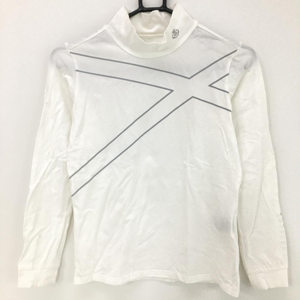 セントアンドリュース 長袖ハイネックシャツ 白×グレー ストレッチ プリント  レディース S ゴルフウェア St ANDREWS