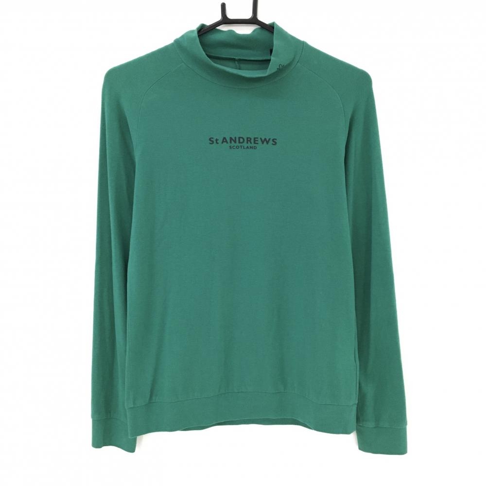 【美品】セントアンドリュース 長袖ハイネックシャツ グリーン 表微起毛 アクリル混 レディース M ゴルフウェア St ANDREWS