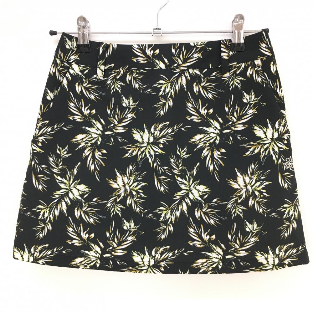 【超美品】セントアンドリュース スカート 黒×イエロー×白 花柄 レディース SS ゴルフウェア St ANDREWS