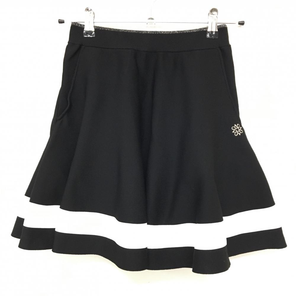 【超美品】セントアンドリュース ニットスカート 黒×白 裾ライン フレアー レディース S ゴルフウェア St ANDREWS