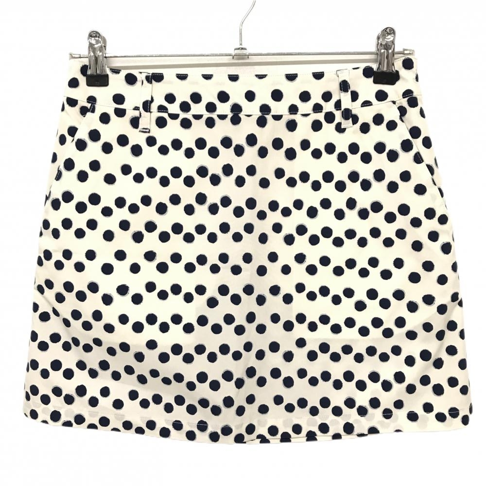 【超美品】セントアンドリュース スカート 白×ネイビー ドット ストレッチ  レディース S ゴルフウェア St ANDREWS