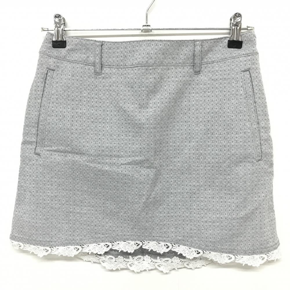 【超美品】セントアンドリュース スカート グレー 総柄地模様 裾レース ストレッチ  レディース S ゴルフウェア St ANDREWS