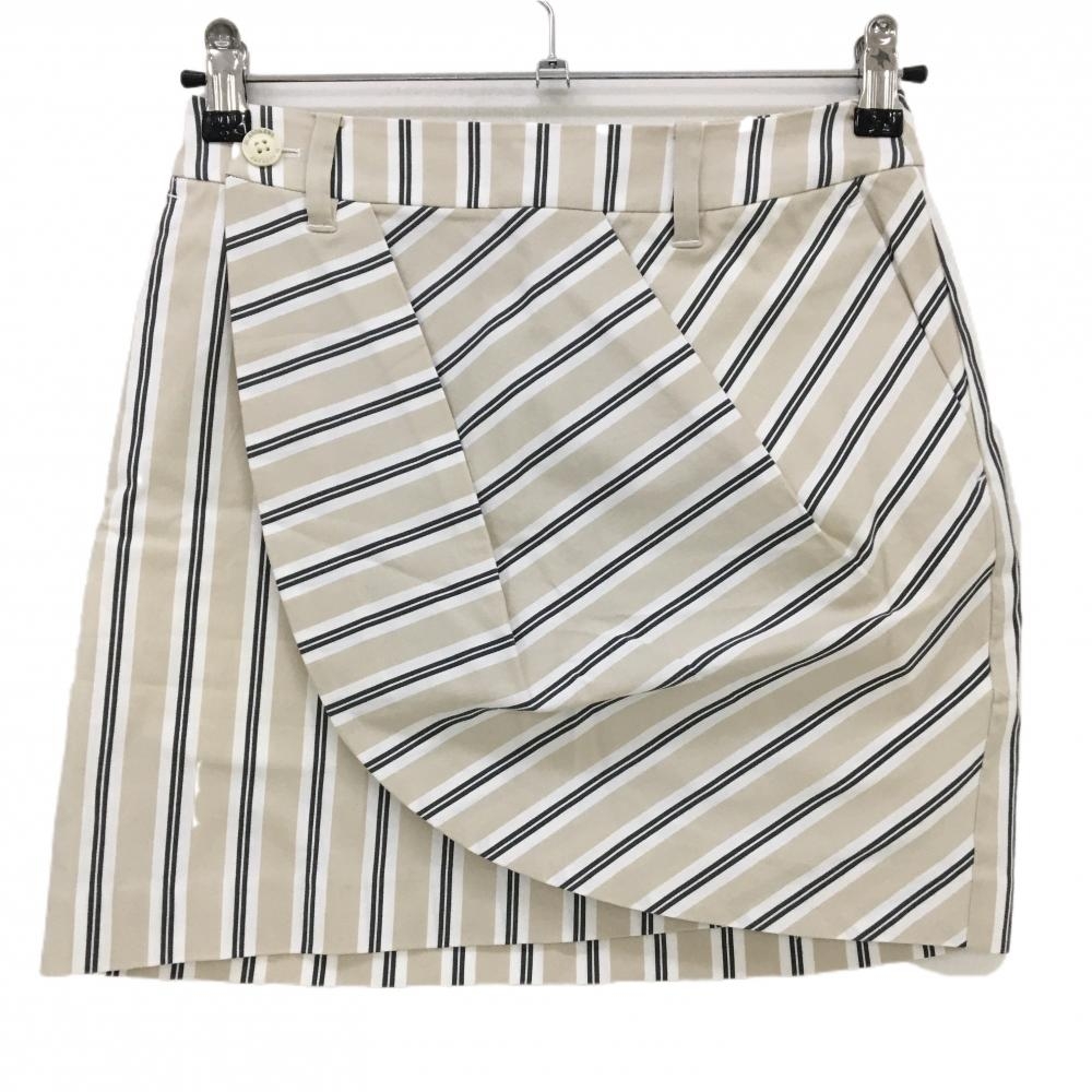 【超美品】セントアンドリュース スカート ベージュ×白 ストライプ ストレッチ  レディース SS ゴルフウェア St ANDREWS