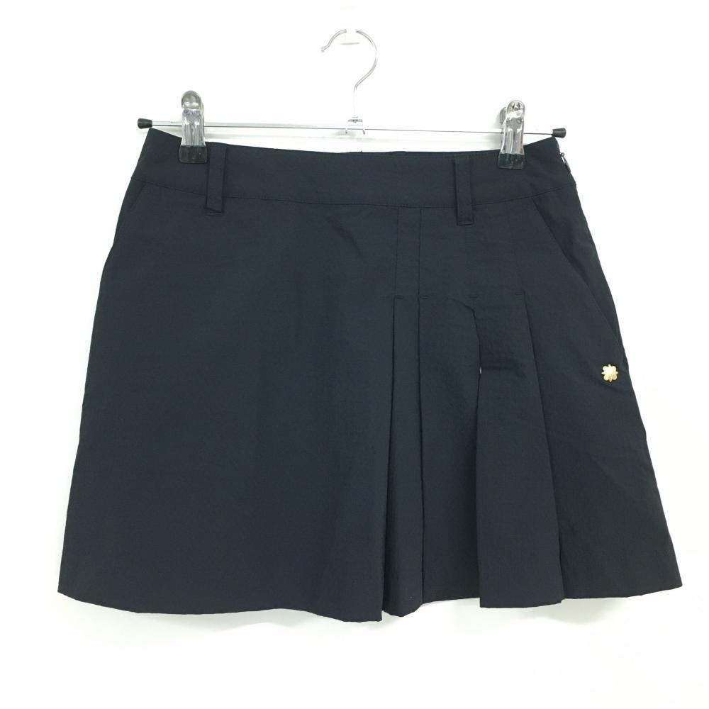 【美品】セントアンドリュース スカート ネイビー ロゴゴールド 一部プリーツ レディース S ゴルフウェア St ANDREWS