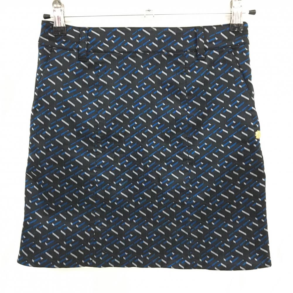 【美品】セントアンドリュース スカート ダークネイビー×ブルー×グレー系 総柄 ストレッチ レディース SS ゴルフウェア St ANDREWS