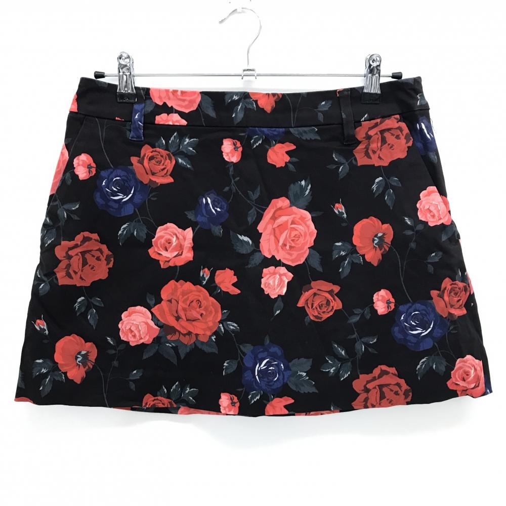 【美品】セントアンドリュース スカート 黒×レッド 花柄 内側インナーパンツ ストレッチ レディース L ゴルフウェア St ANDREWS