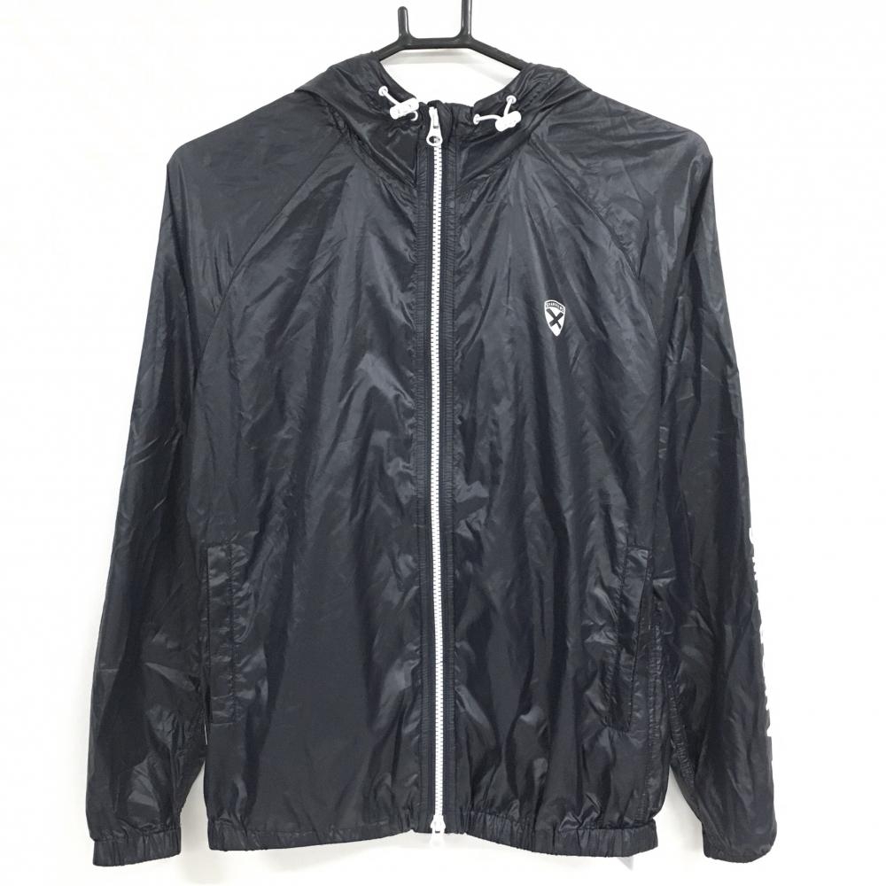 セントアンドリュース ナイロンパーカー 黒×白 薄手 袖ロゴ  レディース S ゴルフウェア St ANDREWS