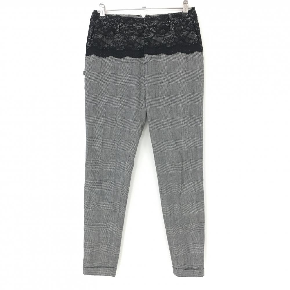 【超美品】セントアンドリュース パンツ 黒×白 グレンチェック 上部レース ウール96％ レディース S ゴルフウェア St ANDREWS