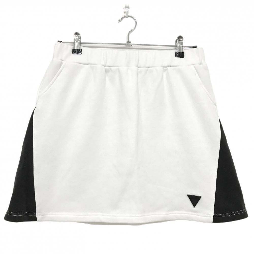 デルソル スカート 白×黒 裏起毛 ウエストゴム  レディース L-LL ゴルフウェア DELSOL