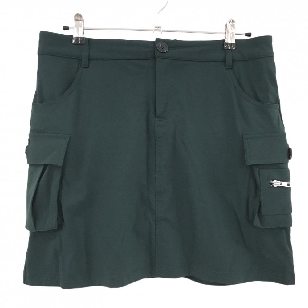 【美品】デルソル カーゴスカート ダークグリーン ストレッチ 内側インナーパンツ  レディース LL ゴルフウェア DELSOL