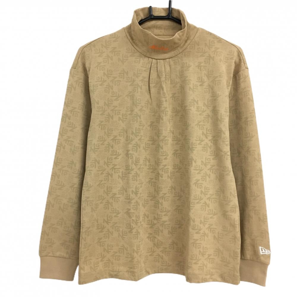 【新品】ニューエラ 長袖ハイネックシャツ ベージュ 総柄 COOLERA レディース LARGE ゴルフウェア New Era