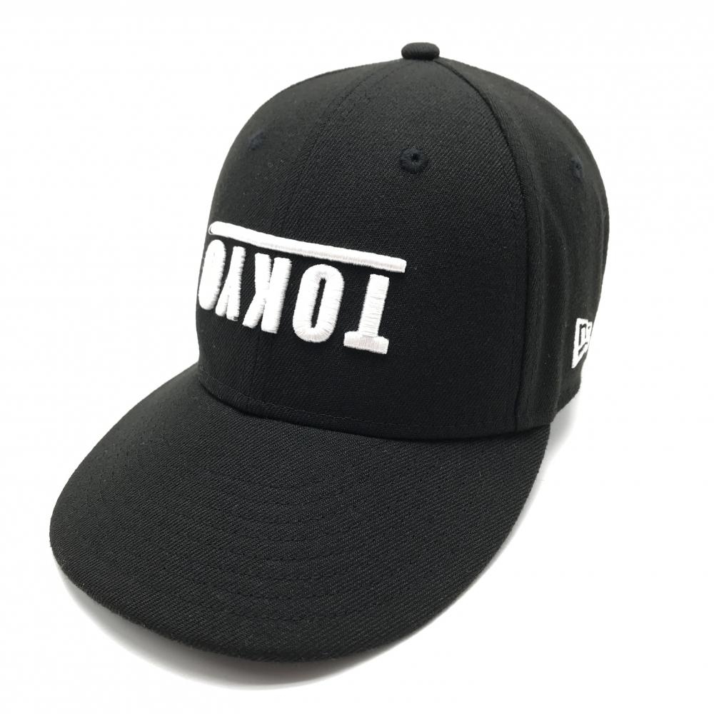 【美品】ニューエラ キャップ 黒×白 立体刺しゅう 額・つば薄汚れ レディース SMALL/MEDIUM ゴルフウェア New Era