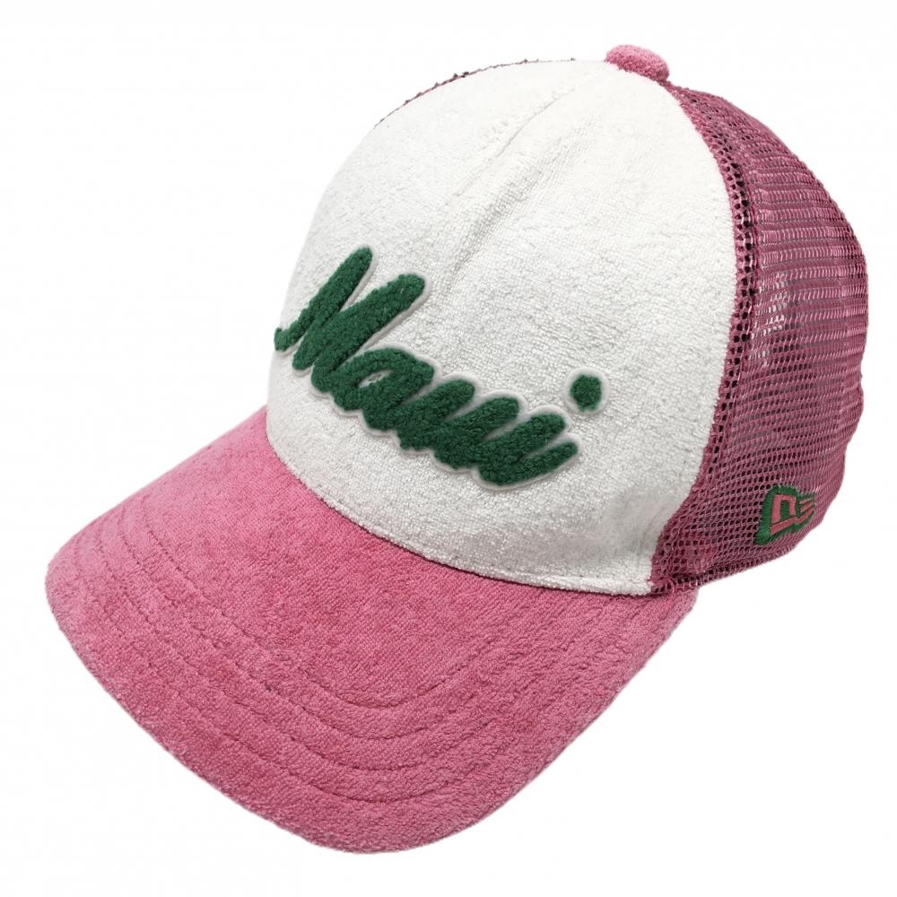 【美品】ニューエラ メッシュキャップ ピンク×白 パイル地 レディース  ゴルフウェア New Era
