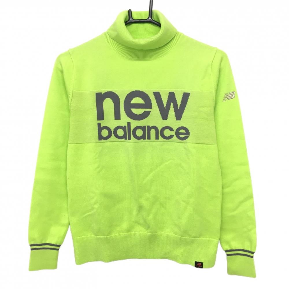 【美品】ニューバランスゴルフ ハイネックセーター ライトグリーン×グレー フロントロゴ レディース 0(S) ゴルフウェア New Balance