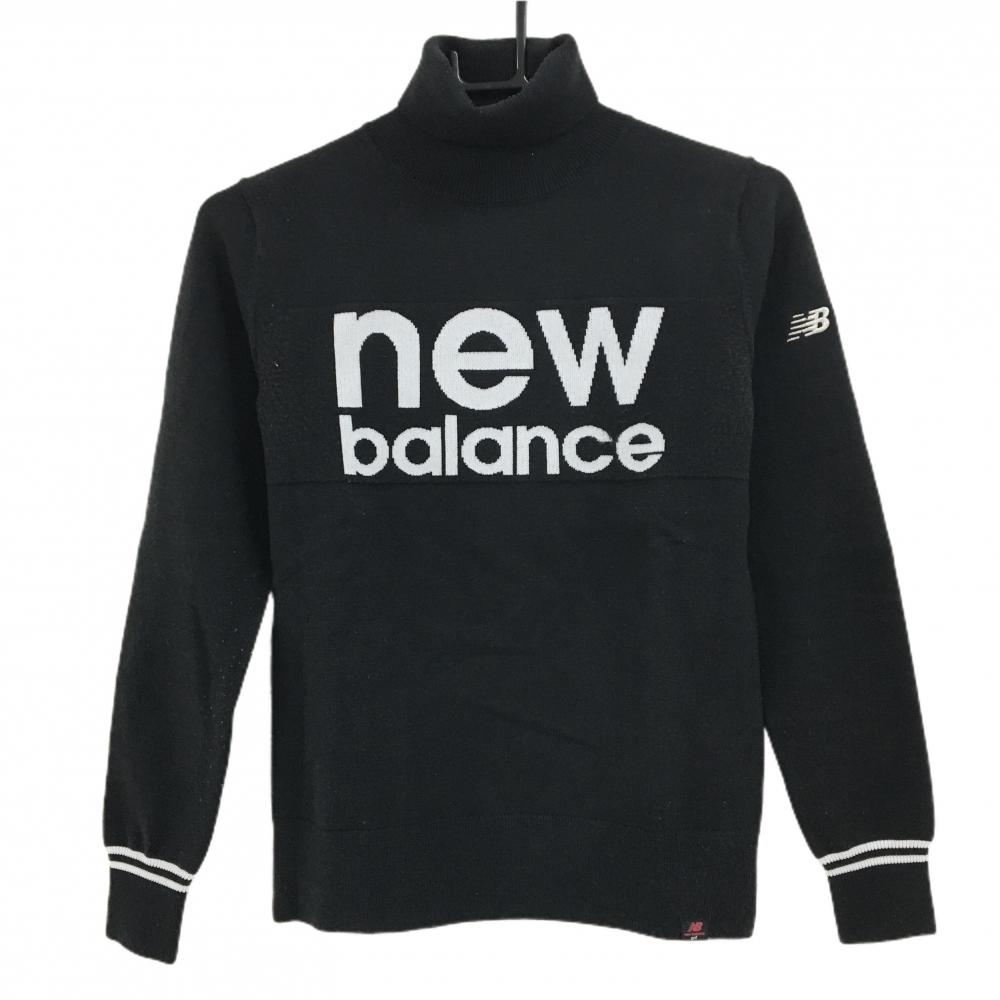 ニューバランスゴルフ タートルネックセーター 黒×白 ニット ビッグロゴ レディース 0(S) ゴルフウェア New Balance