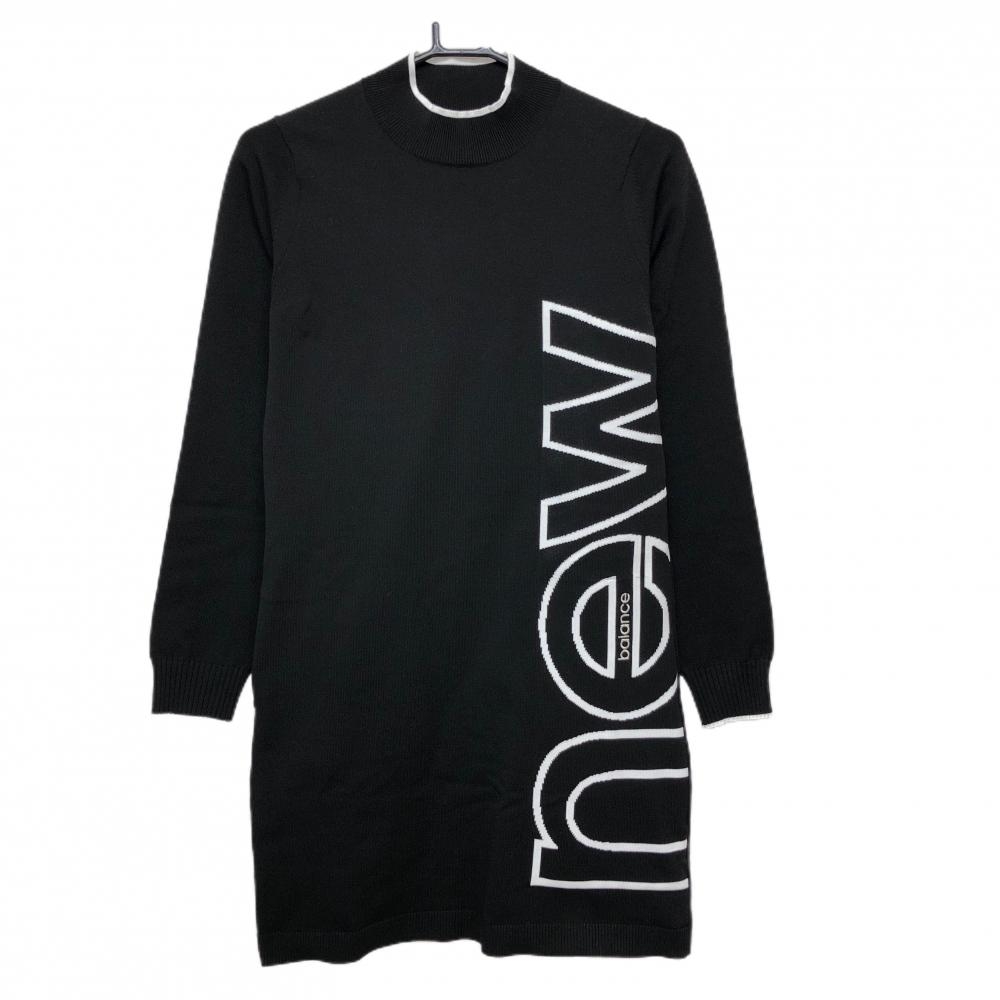 【新品】ニューバランスゴルフ ニットワンピース 黒×白 サイドロゴ ハイネック レディース 1(M) ゴルフウェア New Balance