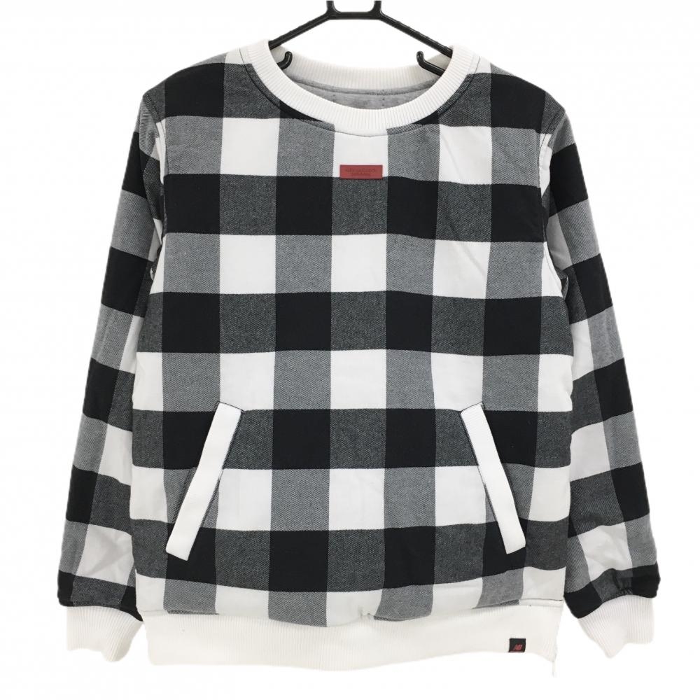 【美品】ニューバランスゴルフ 中綿リバーシブルスニード 黒×白 ブロックチェック  レディース 2(L) ゴルフウェア New Balance