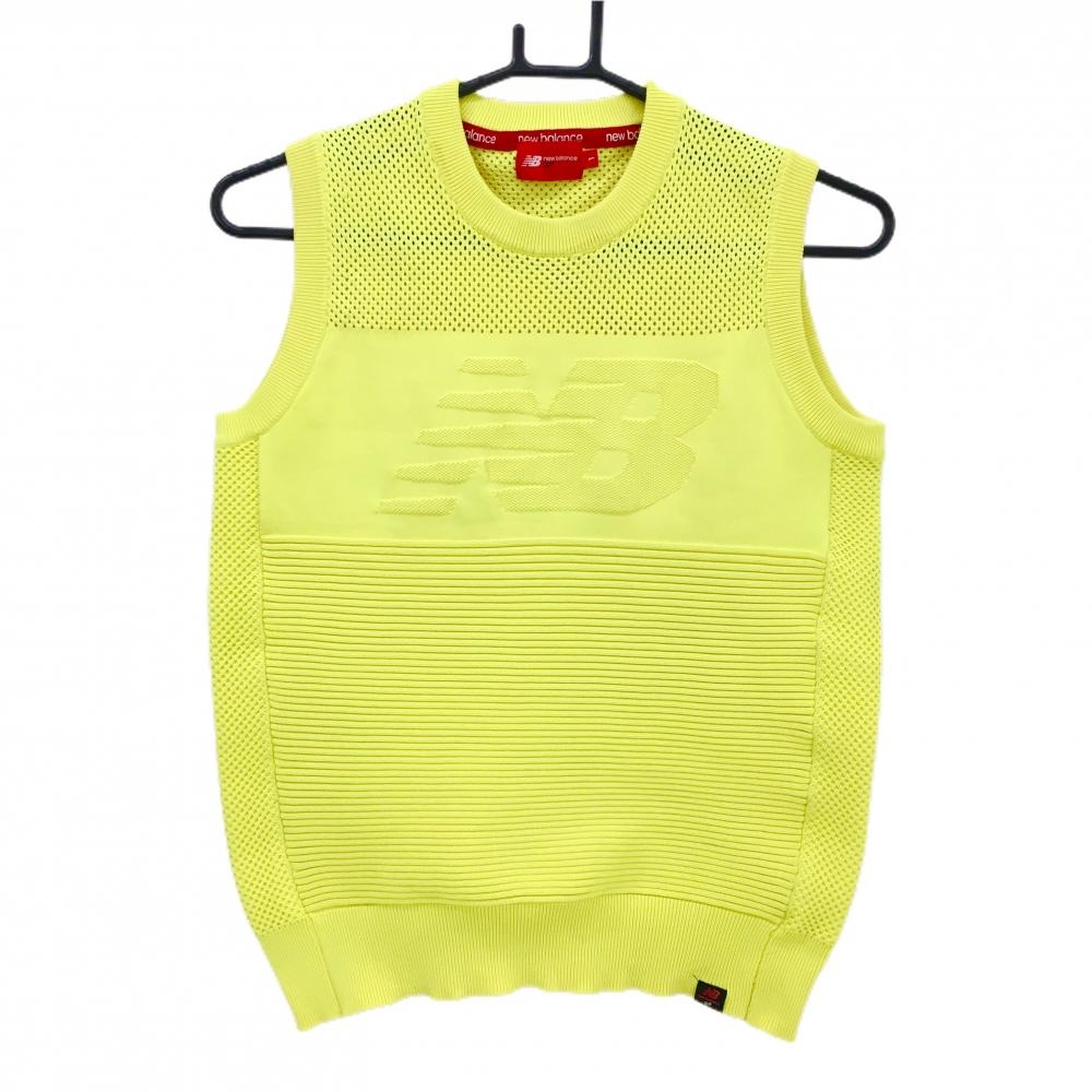 ニューバランスゴルフ ニットベスト イエロー 上部メッシュ フロントロゴ レディース 1(M) ゴルフウェア New Balance