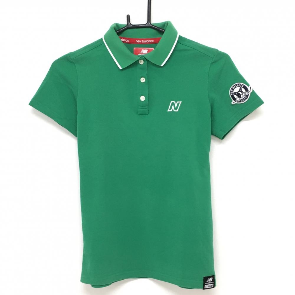 ニューバランス 半袖ポロシャツ グリーン ロゴ刺しゅう 袖ワッペン  レディース 1(M) ゴルフウェア New Balance