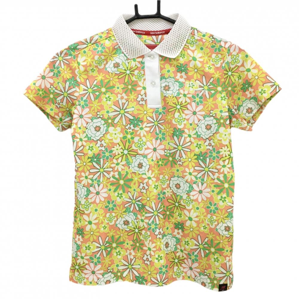 【超美品】ニューバランスゴルフ 半袖ポロシャツ オレンジ×イエロー  レディース 0(S) ゴルフウェア New Balance