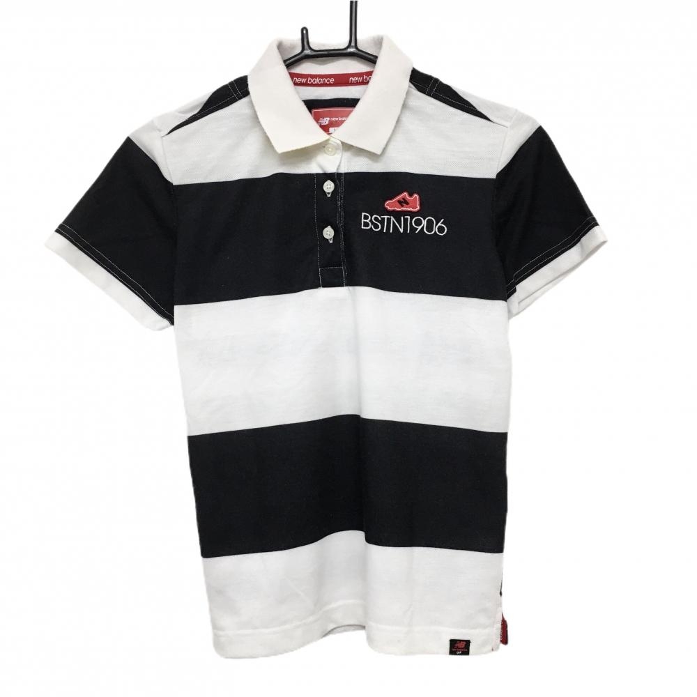 ニューバランスゴルフ 半袖ポロシャツ 白×黒 前面太ボーダー 後ろボーダー レディース 1(M) ゴルフウェア New Balance