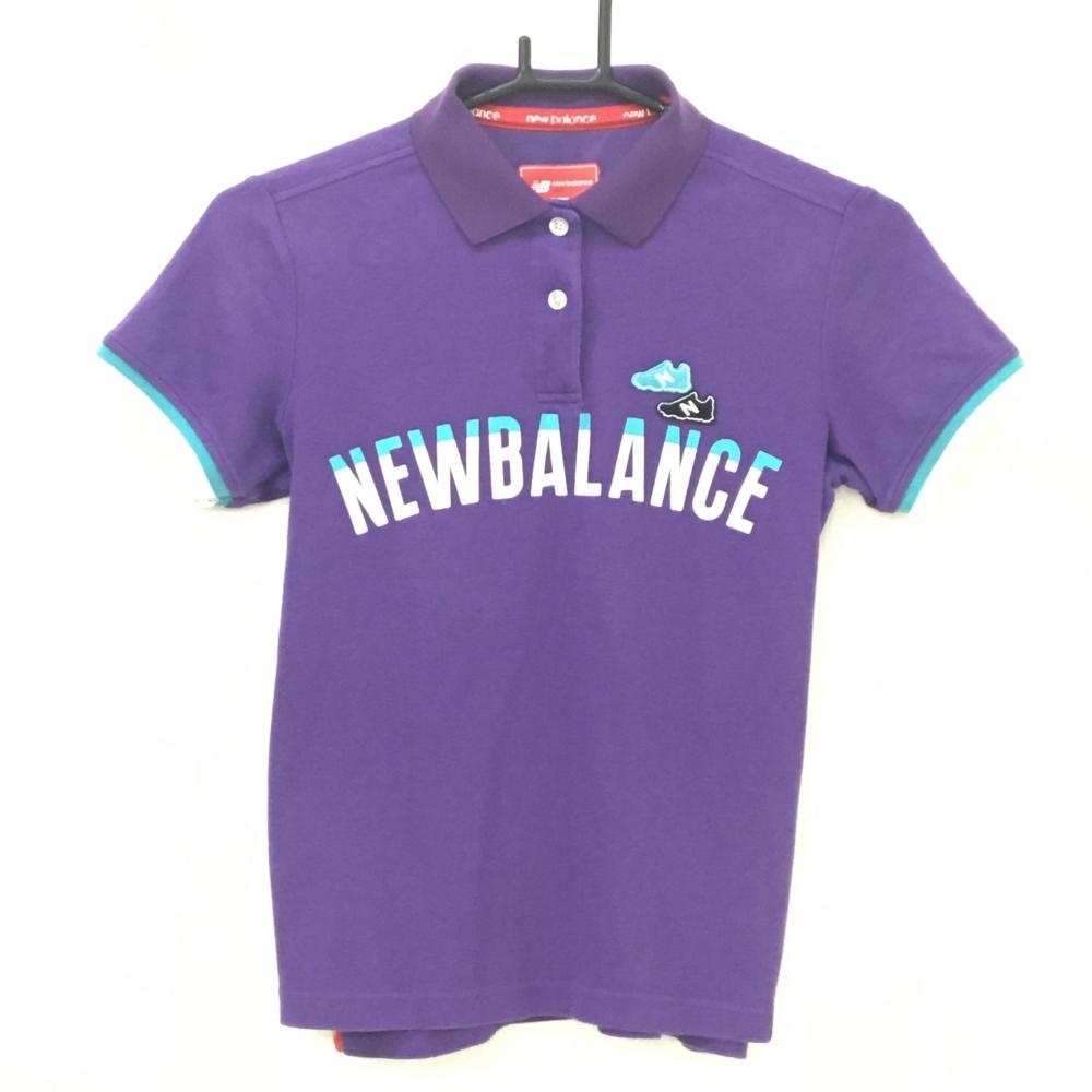 ニューバランスゴルフ 半袖ポロシャツ パープル×白 フロントロゴプリント  レディース 0(S) ゴルフウェア New Balance