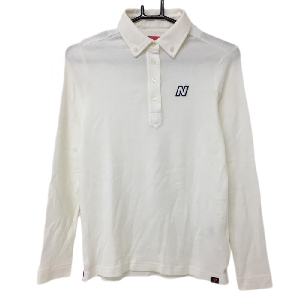 ニューバランスゴルフ 長袖ポロシャツ 白 起毛素材 ボタンダウン アクリル混 レディース 0(S) ゴルフウェア New Balance