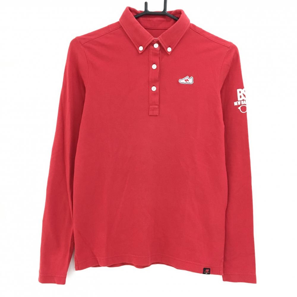 ニューバランスゴルフ 長袖ポロシャツ レッド ボタンダウン シューズワッペン レディース 2(L) ゴルフウェア New Balance